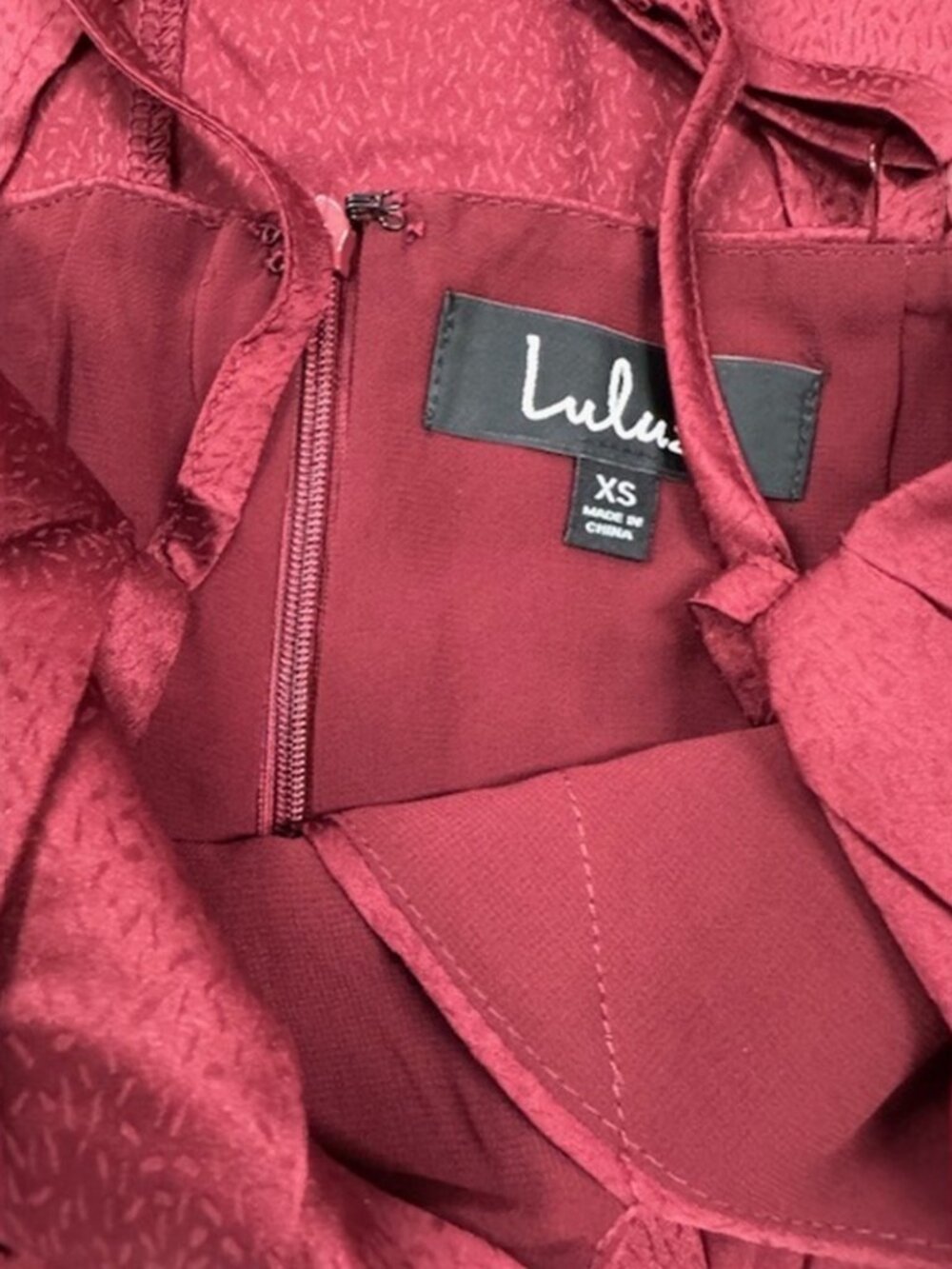 NWT Lulus Just a Dash Burgundy Satin High-Low Midi Dress (size XS) - Picture 7 of 9